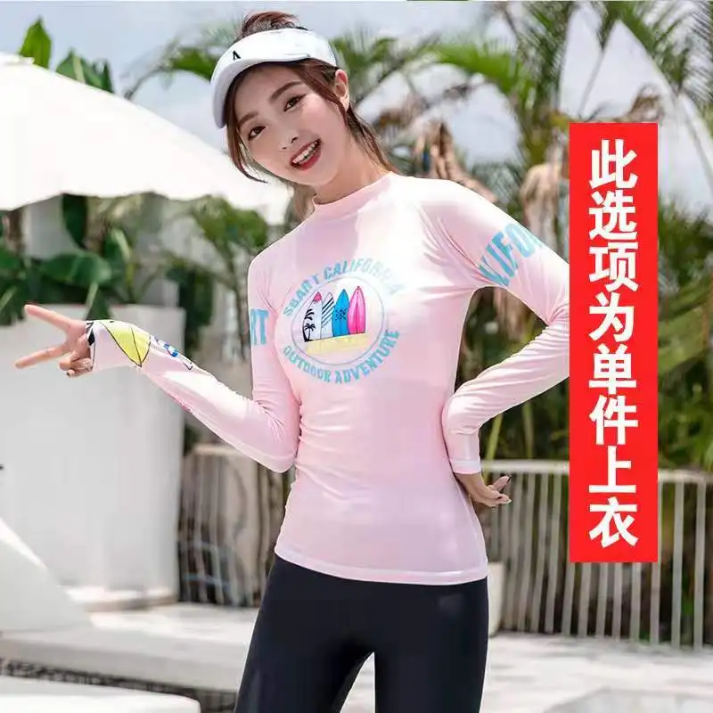 

4-piece Women's Printed Long Sleeve Shirt & Patns Rashguard Rash Guard Swimsuit UPF 50+ Swim UV Athletic Tops Bottoms Full Suit