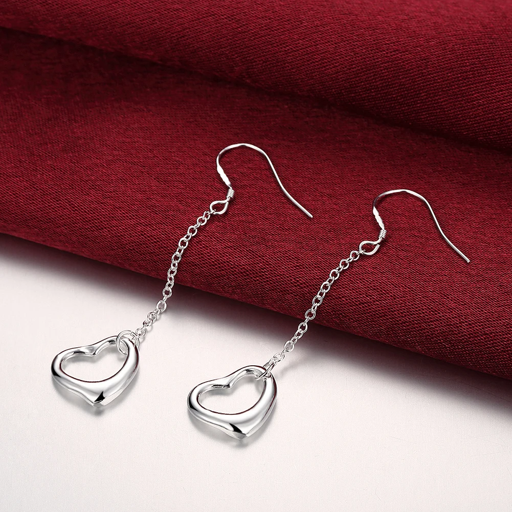 

Love earrings simple heart shape silver earrings fashion ladies tassel earrings simple silver jewelry