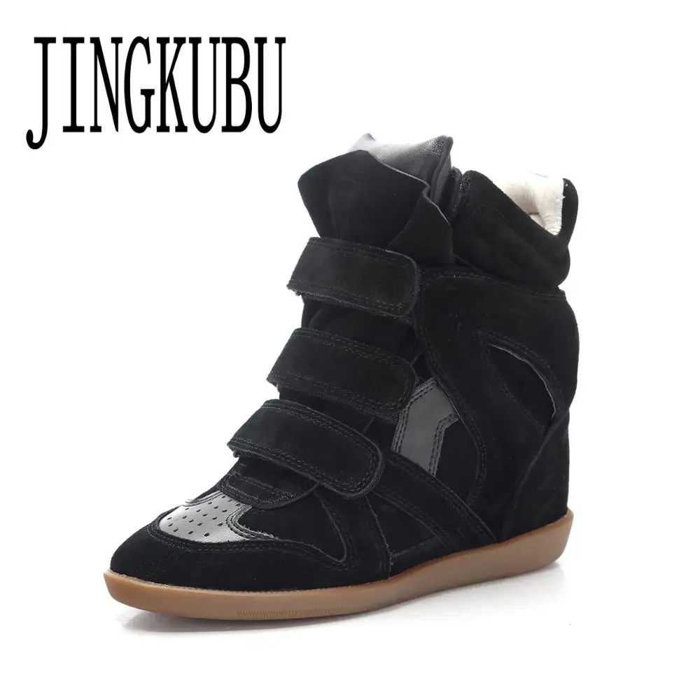 Новые замшевые ботинки JINGKUBU из коровьей кожи женская модная повседневная обувь