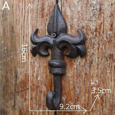 A Европейский Винтажный дизайн Fleur De Lis маленький размер Домашний Декор пальто шляпа настенный крючок - Цвет: A