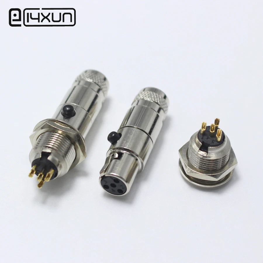 1 компл. Mini XLR 4 контактный штекер + гнездовой P Аудио Микрофон монтаж шасси