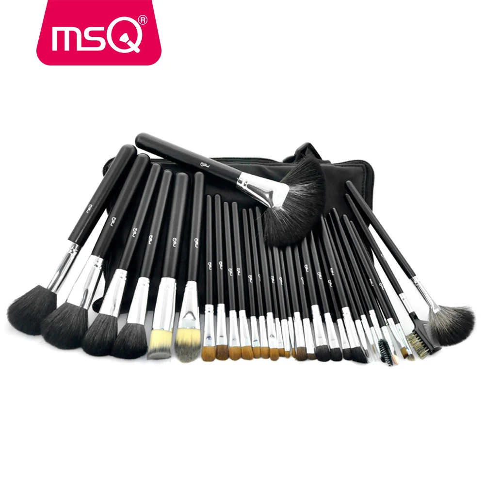 MSQ Makeup Brushes Set Pro 32pcs High Quality Soft Natural Hair Foundation Eyeshadow Make Up Brush Kit With PU Leather Belt Case | Красота и