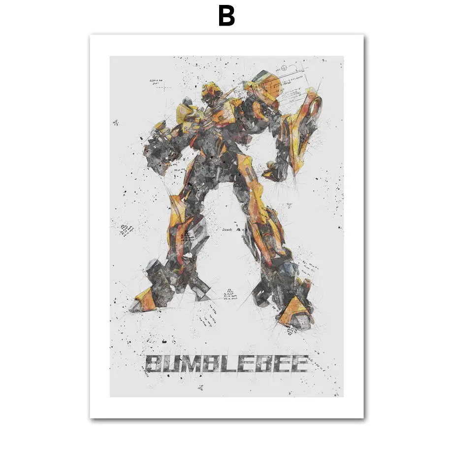 B Автоботы Оптимус Прайм Шмель Ironhide скандинавские плакаты и принты настенные художественные картины на холсте детские настенные картины для гостиной - Цвет: B