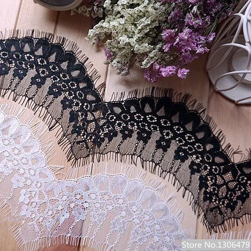 9 м/лот высококачественные белые и черные ресницы кружево ширина 7 см рука сделай
