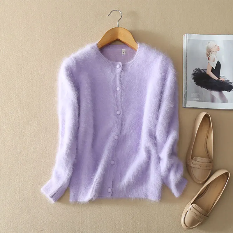 2019 New Styles Cardigan Female Long 100% Genuine Mink Cashmere Fluffy Sweater Solid Color Autumn Winter Women Cardigans Coat |