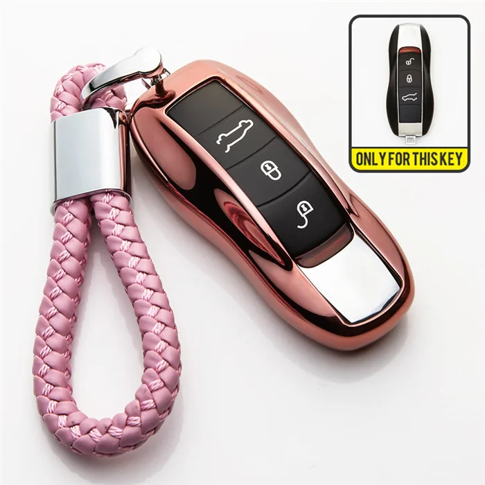 pink with holder Чехол для ключей от машины из ТПУ для Porsche Macan Cayenne 958 911 970 981 991 92A 2012 Boxster 986 987 чехол для ключей для Panamera - Название цвета: pink with holder