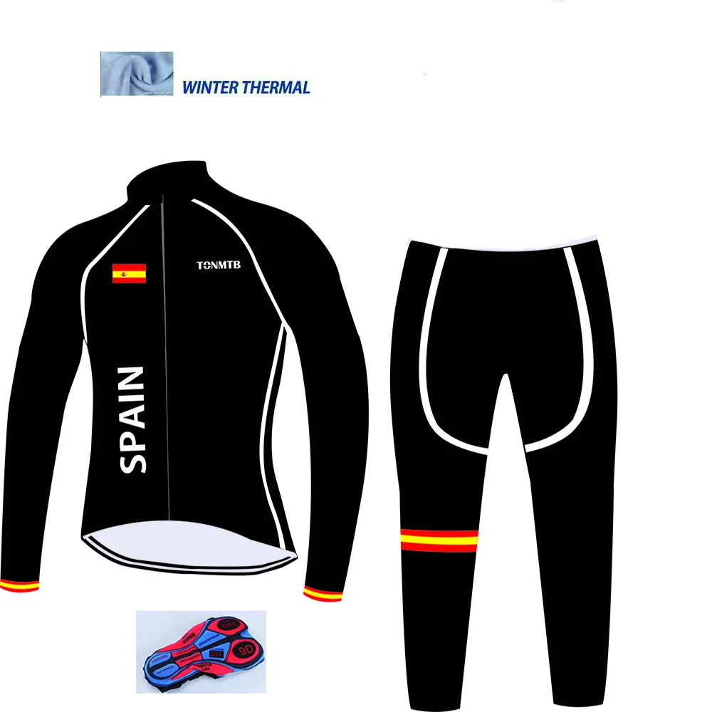 Jersey and pants Испанская команда Зимние флисовые велосипедные Джерси комбинезон Майо полиэстер одежда для велоспорта Одежда для езды на велосипеде спортивная одежда некоторых размеров - Цвет: Jersey and pants