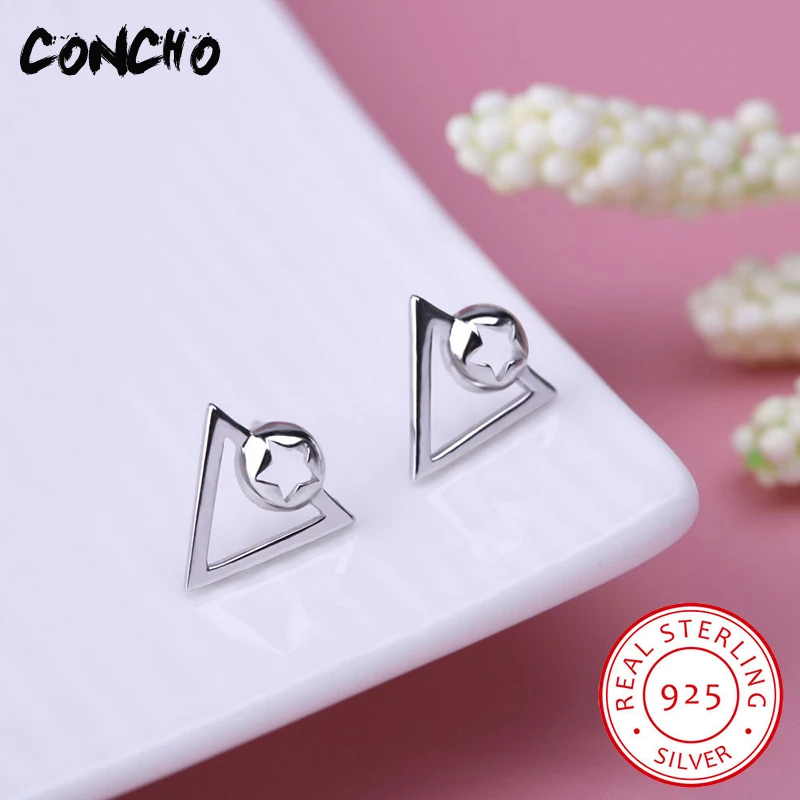 Кончо Jewelry 925 пробы серебро Треугольники серьги стержня для Для женщин вечерние