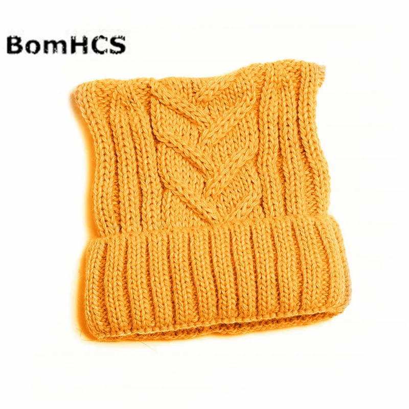 Оранжевый Cute Ears Pussy Cat Hat Women`s March-Cat Beanie Handmade Winter Warm Thick Knitted Hat - Цвет: Оранжевый