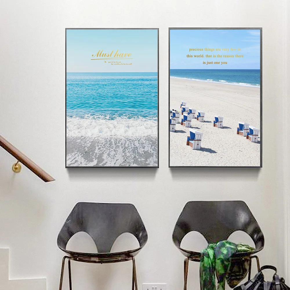 Nordic Decoration Landscape Sea Beach Motorcycle Wall Art Canvas Painting Posters and Prints Pictures for Living Room Decor | Дом и сад