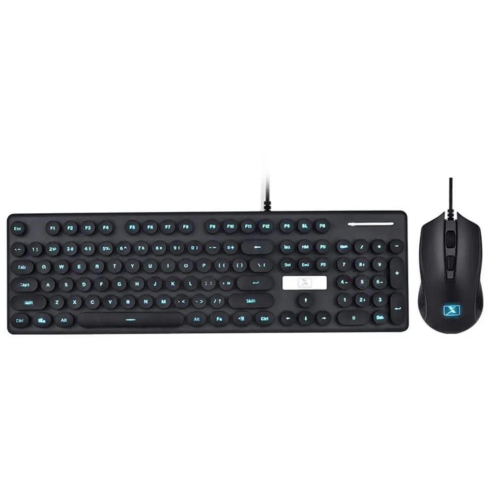 Black N518 клавиатура мышь комплект проводной стимпанк винтажный игровой с круглой клавишей крышка мультимедийная кнопка клавиатура мышь набор - Цвет: Black