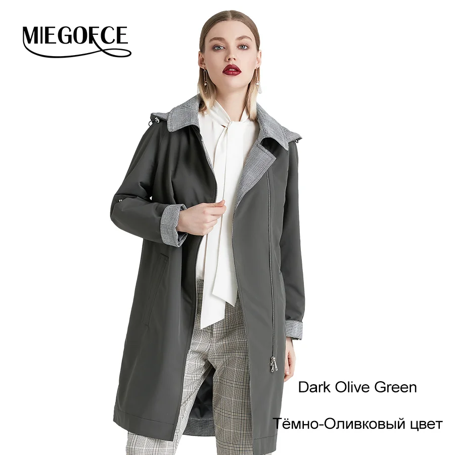 721 Dark Olive Green MIEGOFCE продукт весна осень женский ветрозащитный теплый женское пальто европейской и американской модели ветрозащитная куртка - Цвет: 721 Dark Olive Green