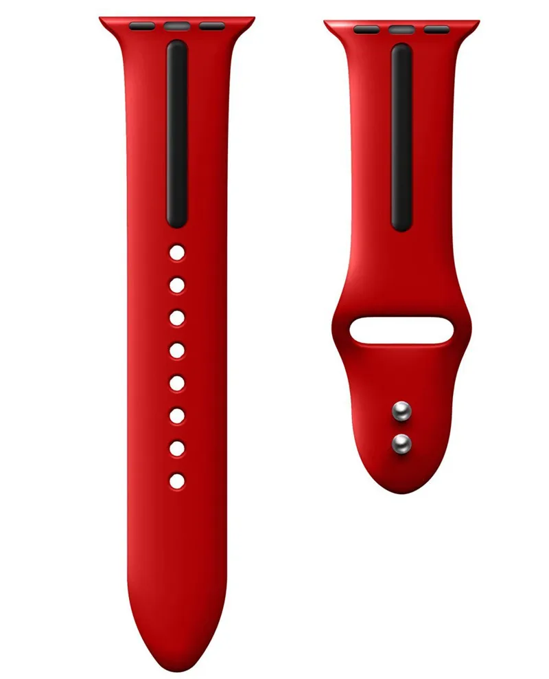 Red Black ASHEI силиконовый ремешок для наручных часов Apple Watch, версии 4 40 мм, 38 мм, 42 мм, мягкие спортивные браслет для наручных часов iWatch, полосы серии 3/2/1 ремешок - Цвет ремешка: Red Black