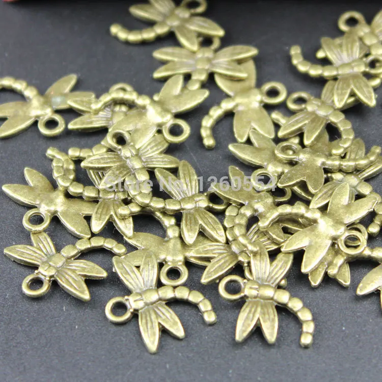 

P1541 DIY retro accessories ancient bronze alloy Small dragonfly