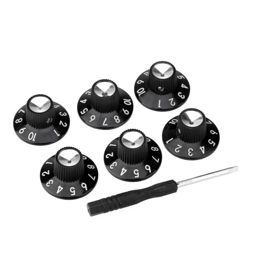 

Musiclily Pro Imperial Inch Size Guitar Amplifier Effect Pedal Skirted Amp Knobs, Black (Set of 6)