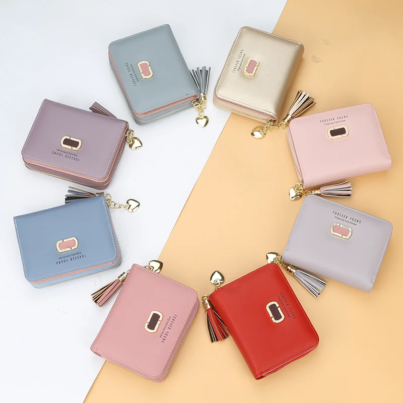 Кожаный кошелек Женский держатель для карт бизнеса монет маленькая сумка на