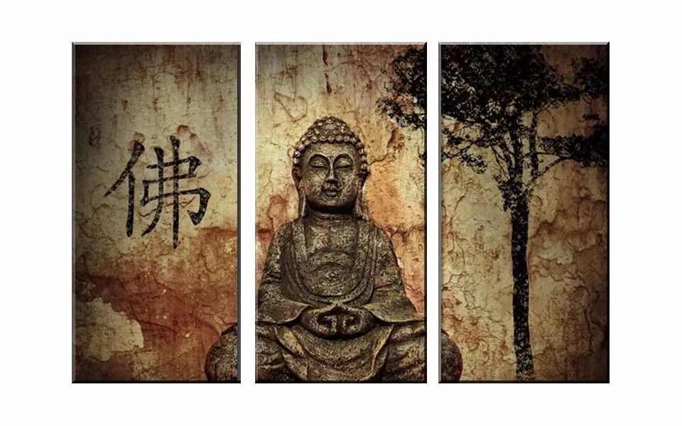 3 шт. принт в рамке Тихая голова Будды картина постер Современный домашний декор