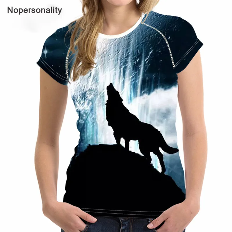 Футболка Nopersonality женская с 3d-рисунком волка модный топ забавным принтом животных