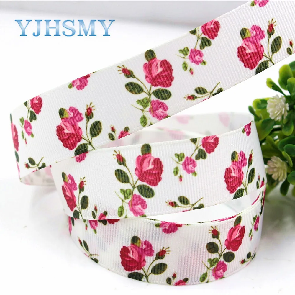 YJHSMY H 17523 917 10 ярдов 22 мм мультфильм цветок термопечать grosgrain Свадебные аксессуары
