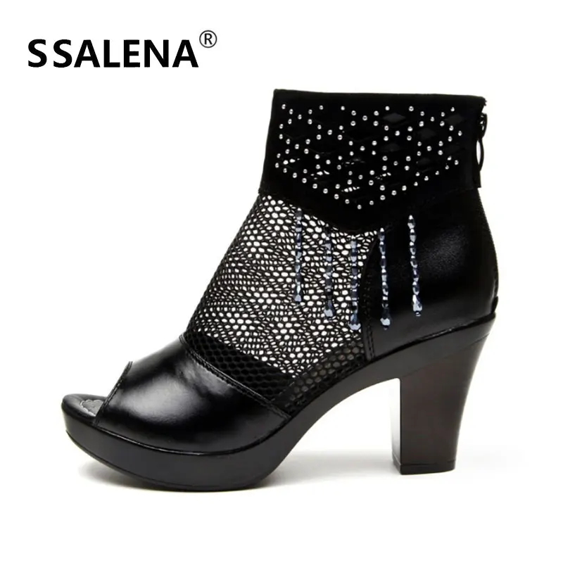 Туфли женские в римском стиле сетчатые сандалии с открытым носком квадратный