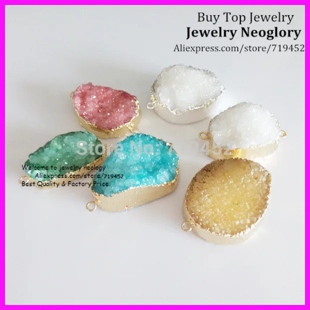 6 шт уникальные цвета: золотистый Серебристый покрытием Природа Агат камень