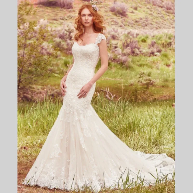 YM Sweethear Кружева Русалка Свадебное Платье 2017 Аппликация Из Бисера Свадебные