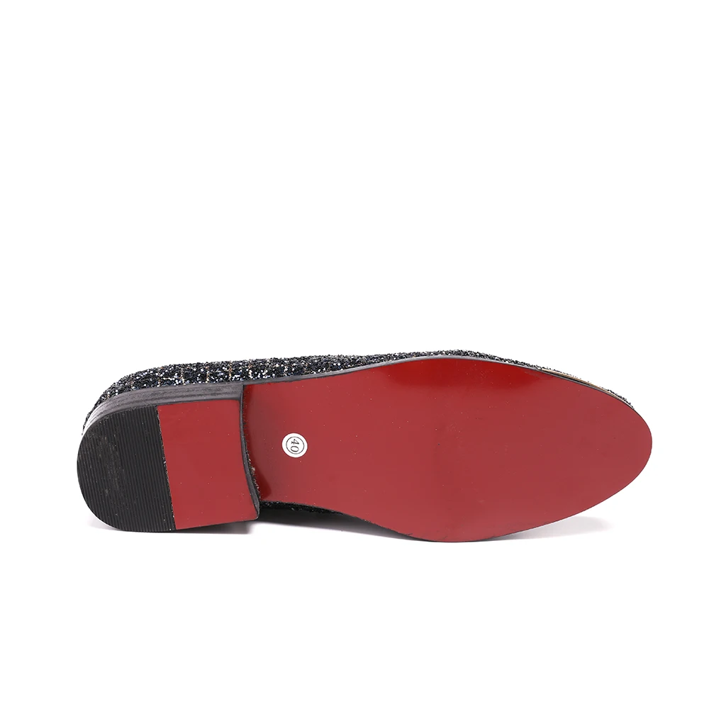 

Christia Bella Bling Bling Sequined Slip on Smoking Slippers Men Flats Men Dress Shoes Luxury Party Wedding Handmade Loafers