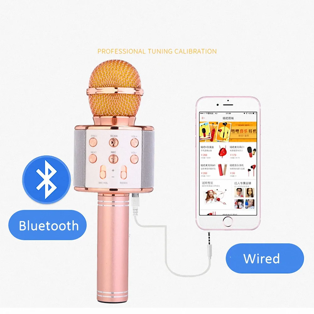 WS858 ручной микрофон беспроводной Bluetooth Караоке КТВ динамик музыкальный плеер для