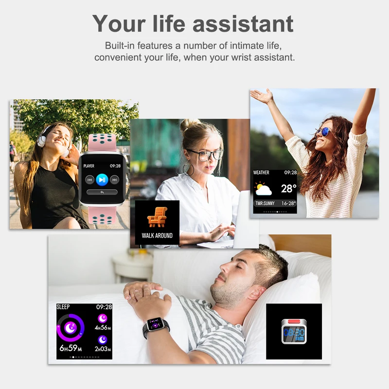 Smart Band Heart Rate Blood Pressure Fitness Tracker Bracelet Weather Call Reminder Wristband for iOS Android pk fitbits xiaomi