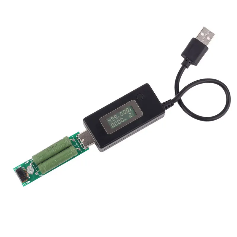 Black and Load ЖК-дисплей Micro USB зарядное устройство батарея детектор цифровой ёмкость напряжение измеритель тока измерения безопасности тестер с нагрузкой резистор 2A/1A - Цвет: Black and Load