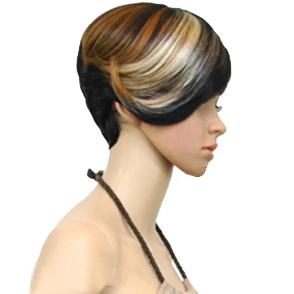 HAIRJOY 1B/30/613 три тона смешивания Цвет волосы короткие прямые женские термостойкие парики из искусственных волос