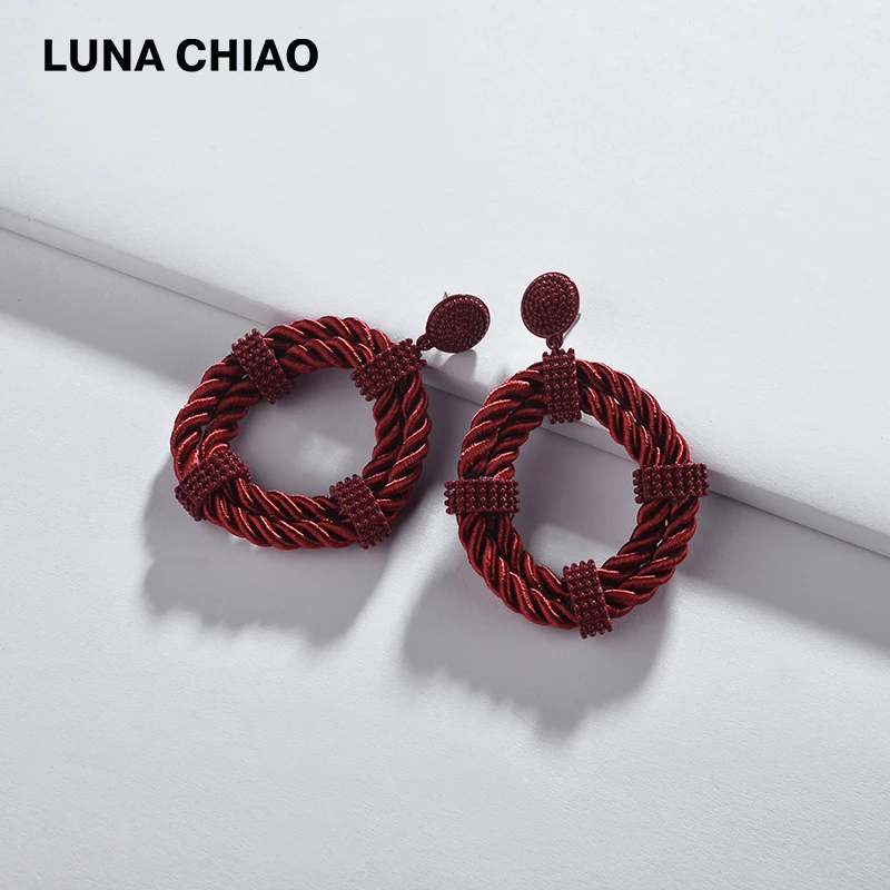 Большие массивные серьги LUNA CHIAO из нейлоновой веревки овальной формы для женщин