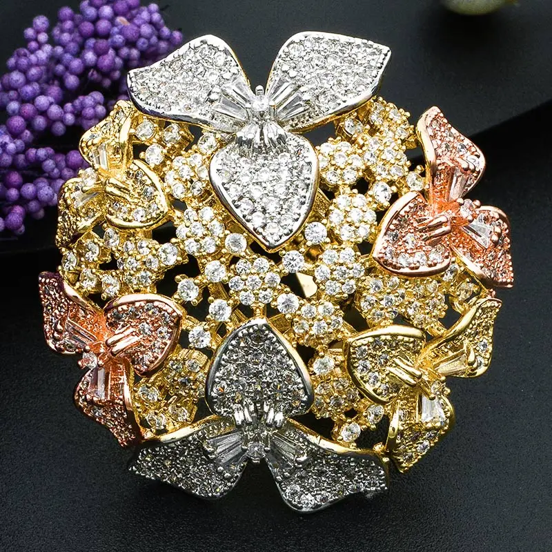 Нежные цветы ModemAngel 3 тона медное кольцо для девочек и женщин вечерние Свадебные