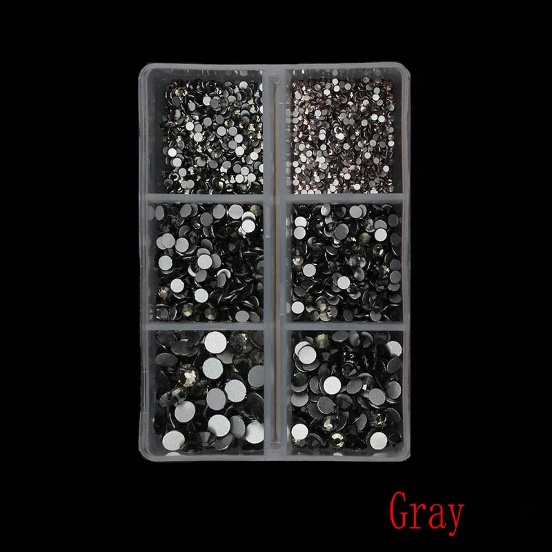 13 Grey 1 коробка мульти Размеры Стекло ногтей Стразы смешанные цвета, плоский обратно усеяны искусственными драгоценными камнями; страз 3D обаяние драгоценные камни DIY Маникюр нейл-арта украшения - Цвет: 13 Grey