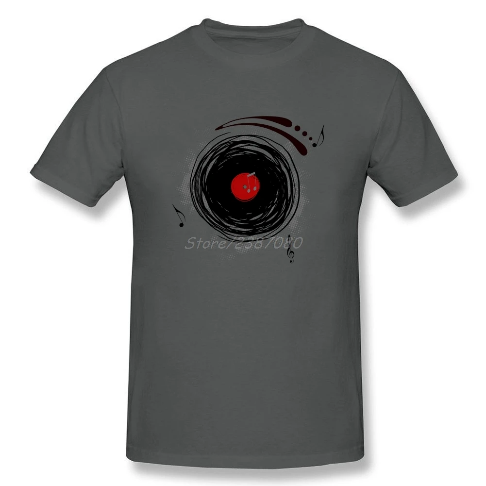 Vinyl Records Retro Grunge DJ Art T Shirt Cotton Crewneck Custom Short Sleeve Men Hiphop Rock Plus Size Men's Shirts | Мужская