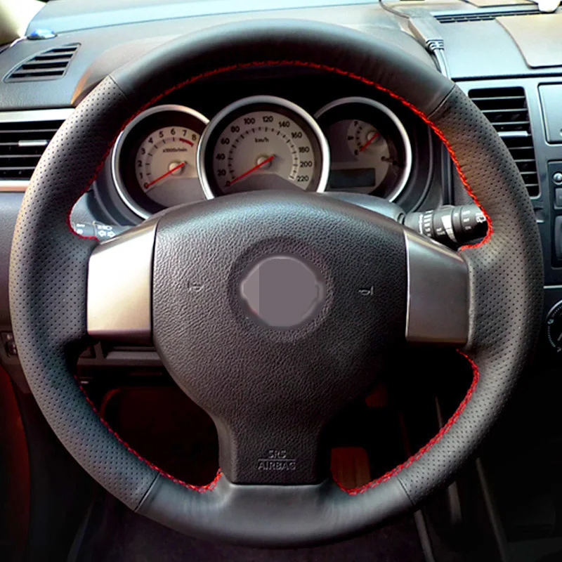 Чехол на руль автомобиля из искусственной кожи для Nissan Tiida 2004-2010 Sylphy 2006-2011 Versa 2007-2011