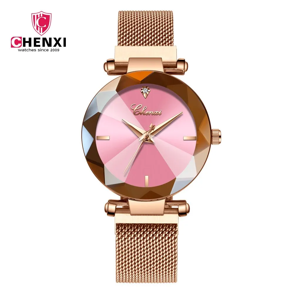 

Chenxi Top Brand Gem Cut Geometry Clock Wristwatches Ladies Luxury Quartz Watches Women's Dress Watch Woman Relogio Feminino