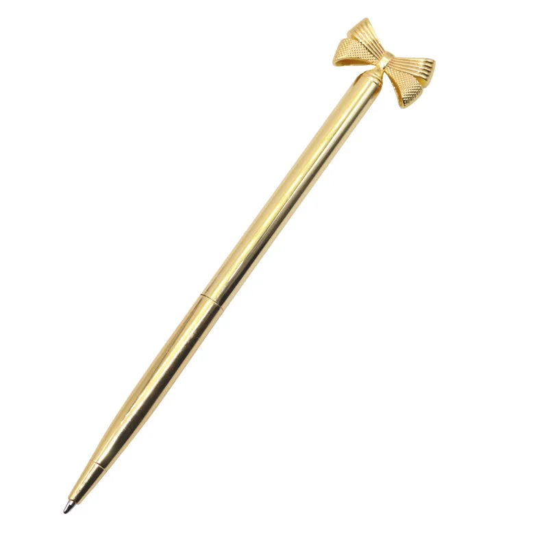 20 pcs Golden 20 шт. шариковая ручка с металлическим бантом, ручка для рекламного подарка, толщина пера 1 мм для школьников, Офисная деловая ручка, канцелярские принадлежности - Цвет: 20 pcs Golden