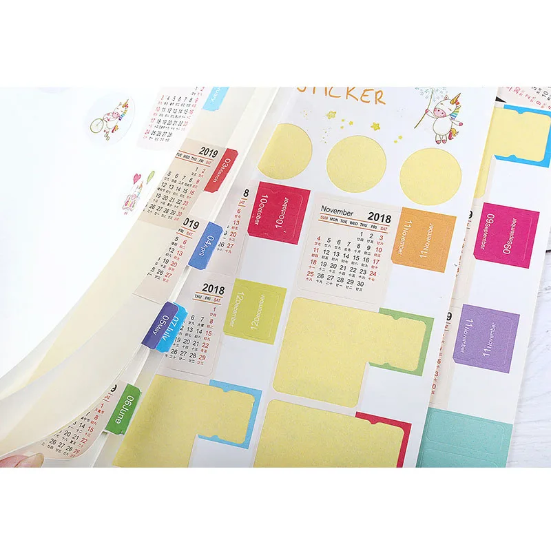 Наклейки для ноутбука с календарем 4 вида конструкций 2019|planner tab|stickers plannernotebook index |