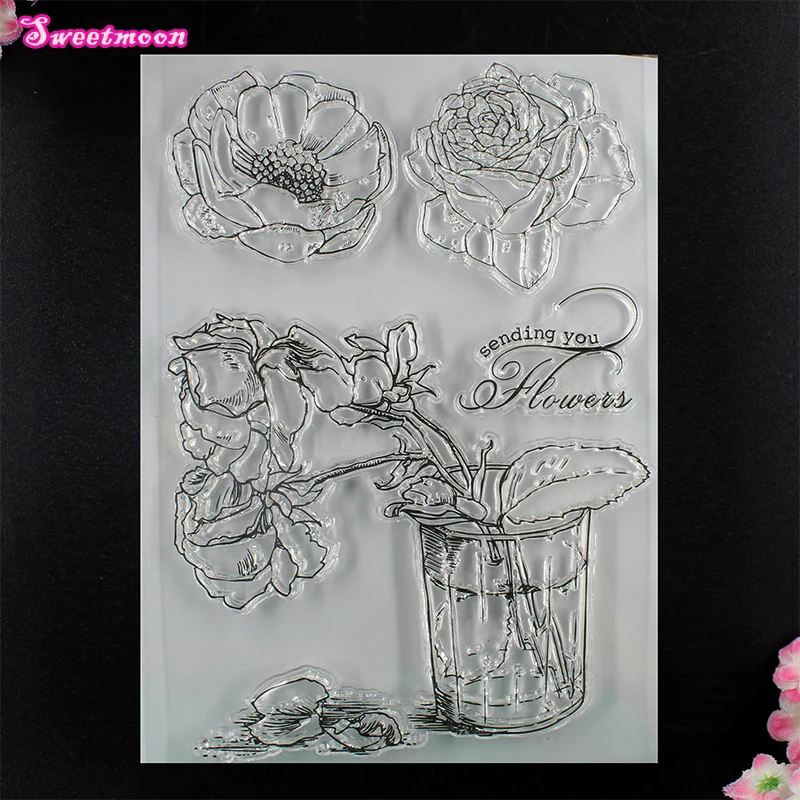 Отправка вам розы Записки Ясно Stamp карт фото учетной записи штамп Тиснение папку