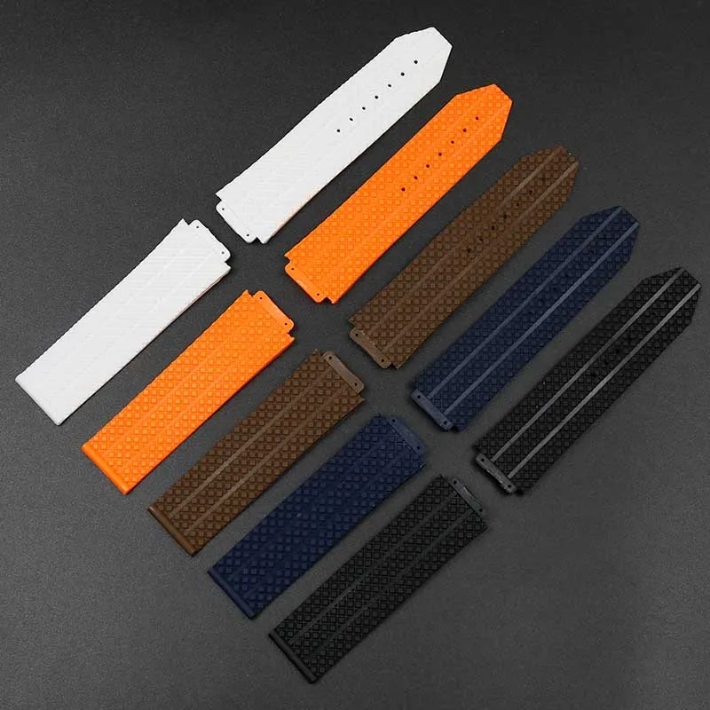 Male silicone strap 25mmx19mm Suitable for Hublot big explosive strap ladies waterproof sports rubber strap accessories