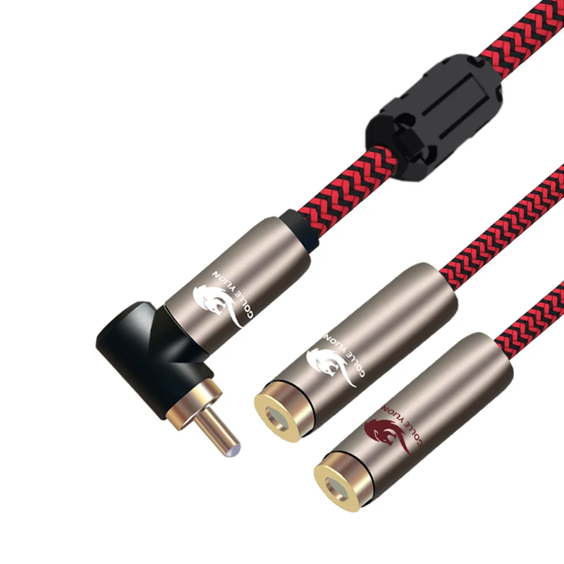 Аудиокабель Hi-Fi папа с RCA на 2 мама прямым углом в оплетке | Электроника