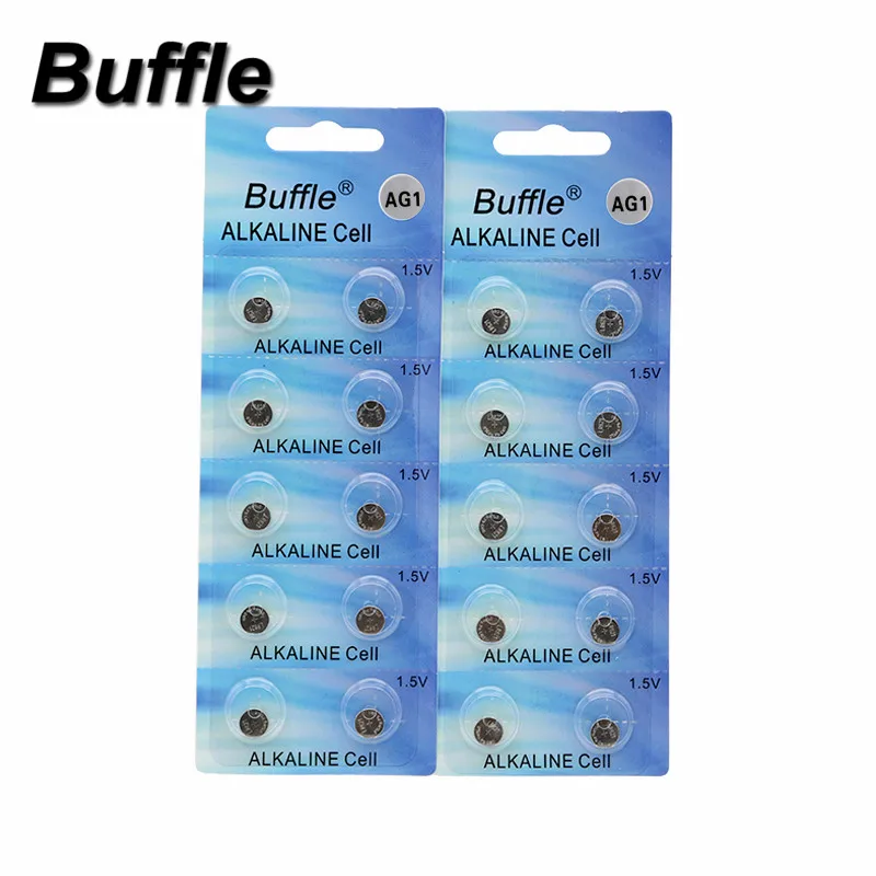 Buffle 200 шт/20 карт оптом AG1 Щелочная монетная сотовый Батарея 364 SR621 SR60 1,5 V батареи для часов
