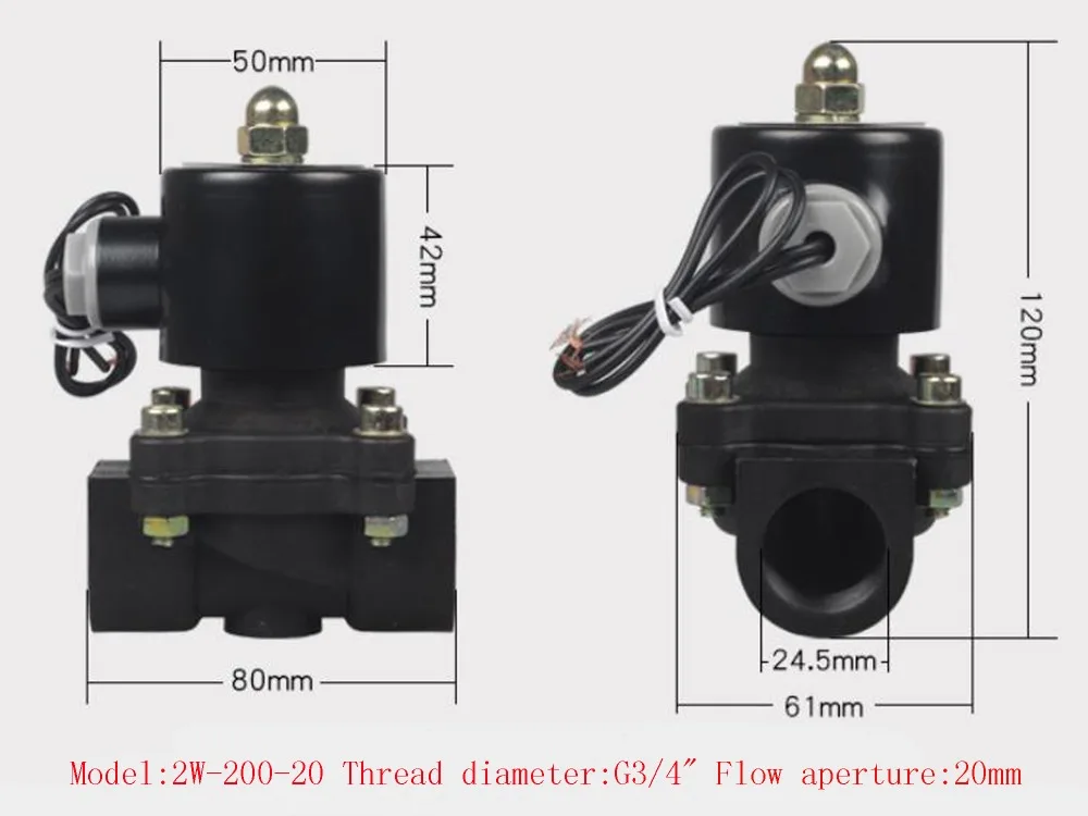 DN25 DN32 AC220 DC12V DC24V нормально закрытый пластиковый электромагнитный клапан, катушка может работать непрерывно в течение 24 часов без сжигания