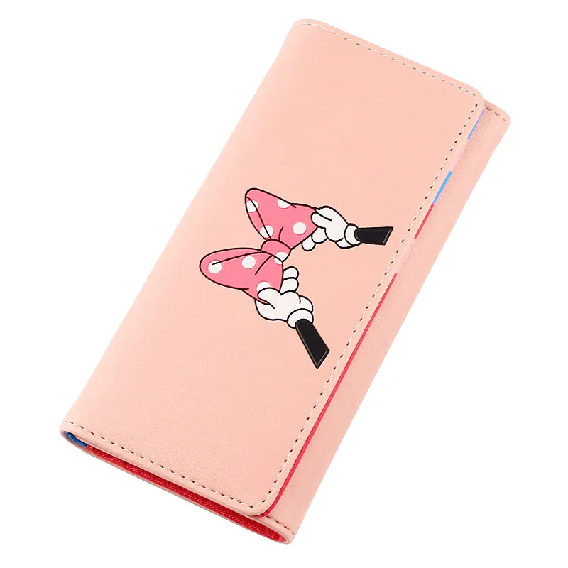 Pink Новинка, женские кошельки, сумки, фирменный дизайн, женские кошельки из искусственной кожи, складной кошелек для денег, монет, карт, ID, держатель, женский бумажник с бантиком, сумка - Цвет: Pink