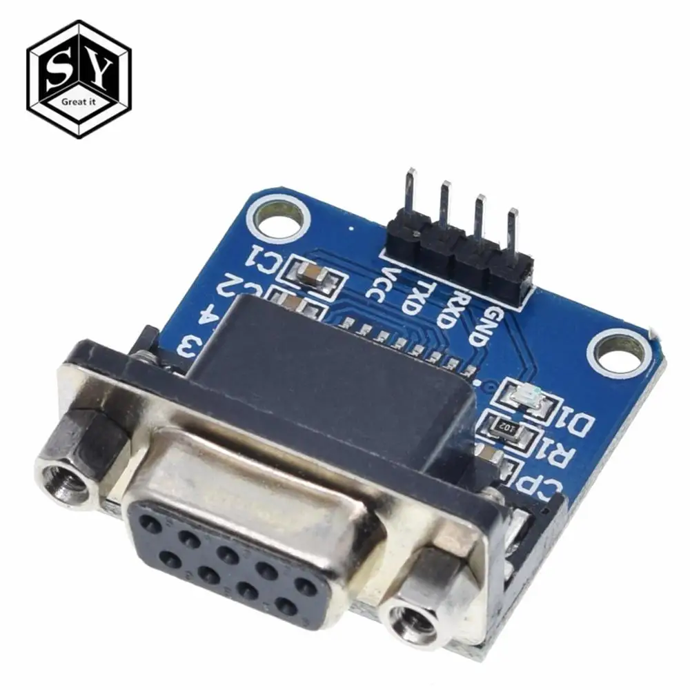 Преобразователь последовательного порта Great IT MAX3232 RS232 в TTL Модуль DB9 коннектор MAX232
