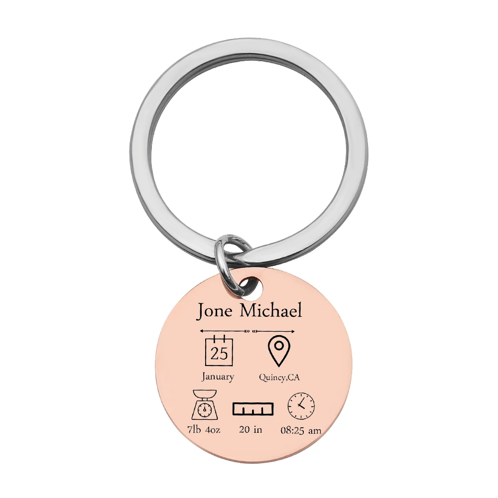 Индивидуальный индивидуальный брелок ручной работы для новорожденного с датой