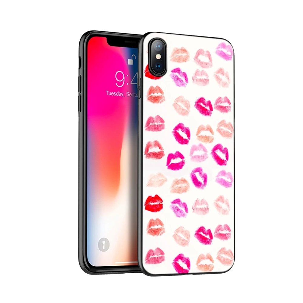 Черный ТПУ чехол для iphone 5 5s SE 2020 6 6s 7 8 plus x 10 XR XS 11 pro MAX сексуальный макияж губ