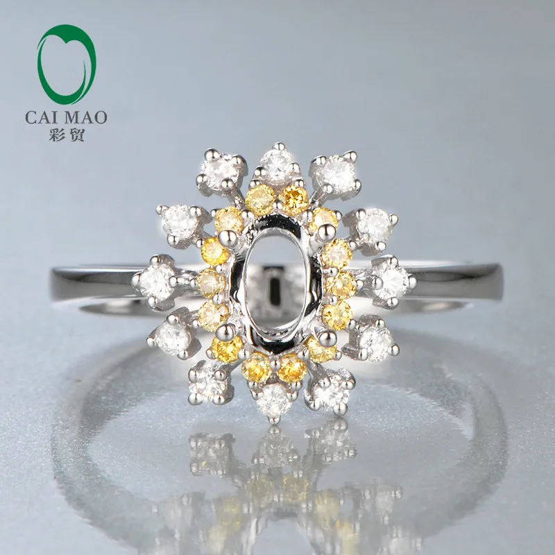 4x6 мм овальным вырезом Установка 14 К золото 0.35ct Diamond Обручение Маунт Semi Установочное кольцо
