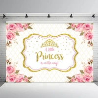 mehofoto baby shower photo backdrop for photography little princess newborn flower background gold crown birthday party booth